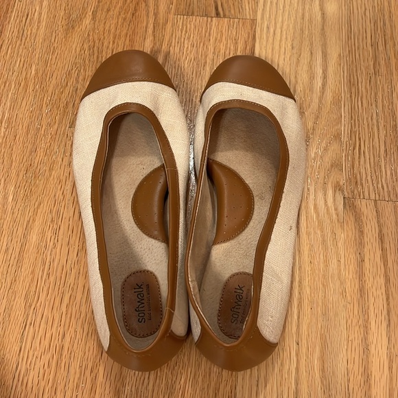 Softwalk Comfort Beige Flats - Picture 2 of 8